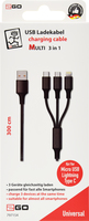 &nbsp;"2go 3 In 1 Usb Ladekabel - Schwarz - 300cm-3in1 USB Ladekabel Micro-USB,Lightn.,USB-C Nylon 3m sw-2go-Adapter/Cable"